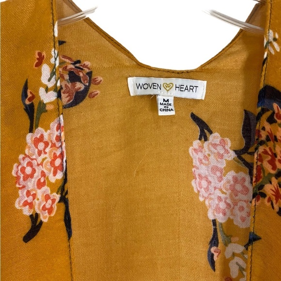 Woven Heart Boho Kimono Duster Floral Tassel Cover-Up, Coastal Layers, Size M - Picture 8 of 10